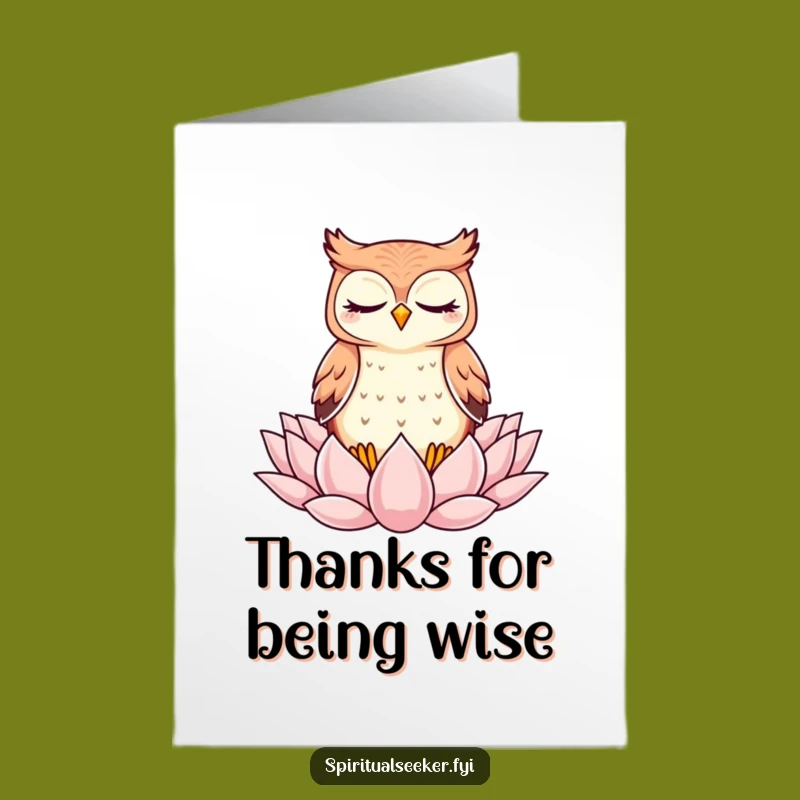 Free Printable Thank You Card: Zen Owl Gratitude Downloadable Gift for Peaceful Thanks