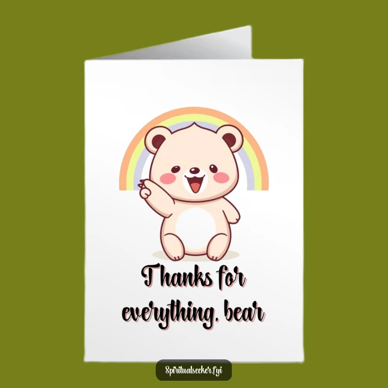 Free Printable Bear Rainbow Thank You Card: Joyful Humor Downloadable Gratitude