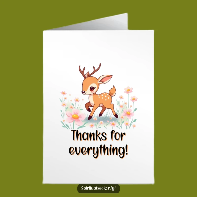 Free Printable Deer Thank You Card: Funny Prancing Deer Downloadable Gift for Gratitude