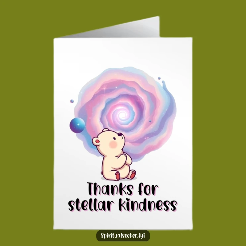 Free Printable Thank You Card: Bear Nebula, Funny Downloadable Gift for Gratitude