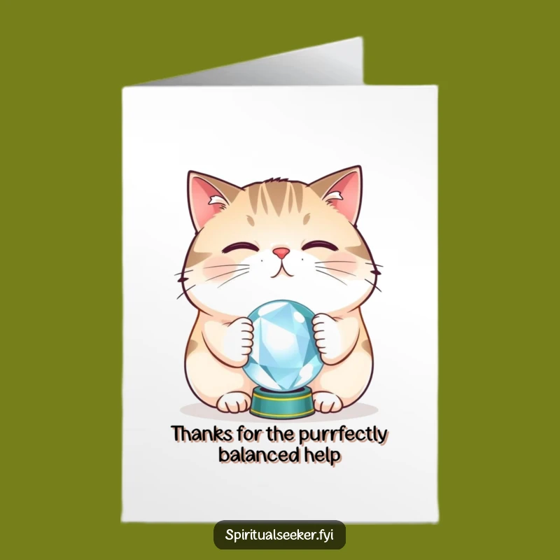 Free Printable Thank You Cat Card: Downloadable Crystal Ball Humor Gift