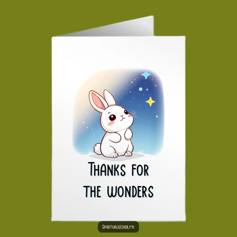 Free Printable Thank You Card: Starry Sky Rabbit Wonder Downloadable Gift for Appreciation