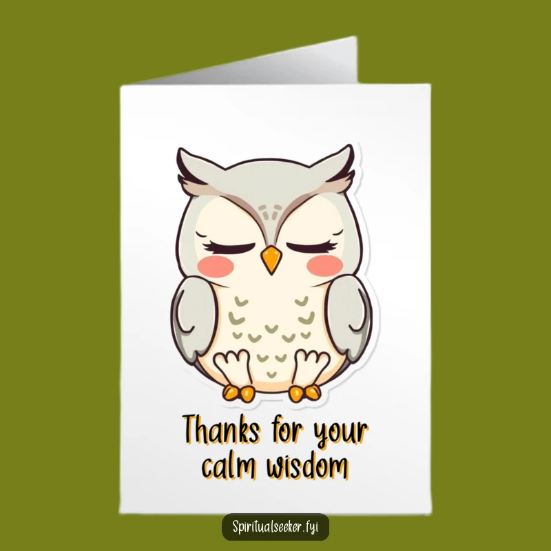 Free Printable Owl Thank You Card - Grateful Meditation Downloadable Gift for Friends