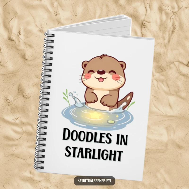 Funny Otter Notebook: A playful otter splashing in a starlit pond, inspiring humorous creativity for writing.