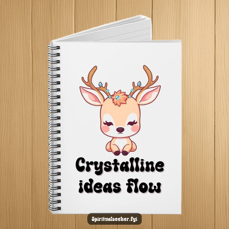 Funny Notebook: A kawaii deer with crystal antlers gazing peacefully, ideal for calm thoughts and reflections.