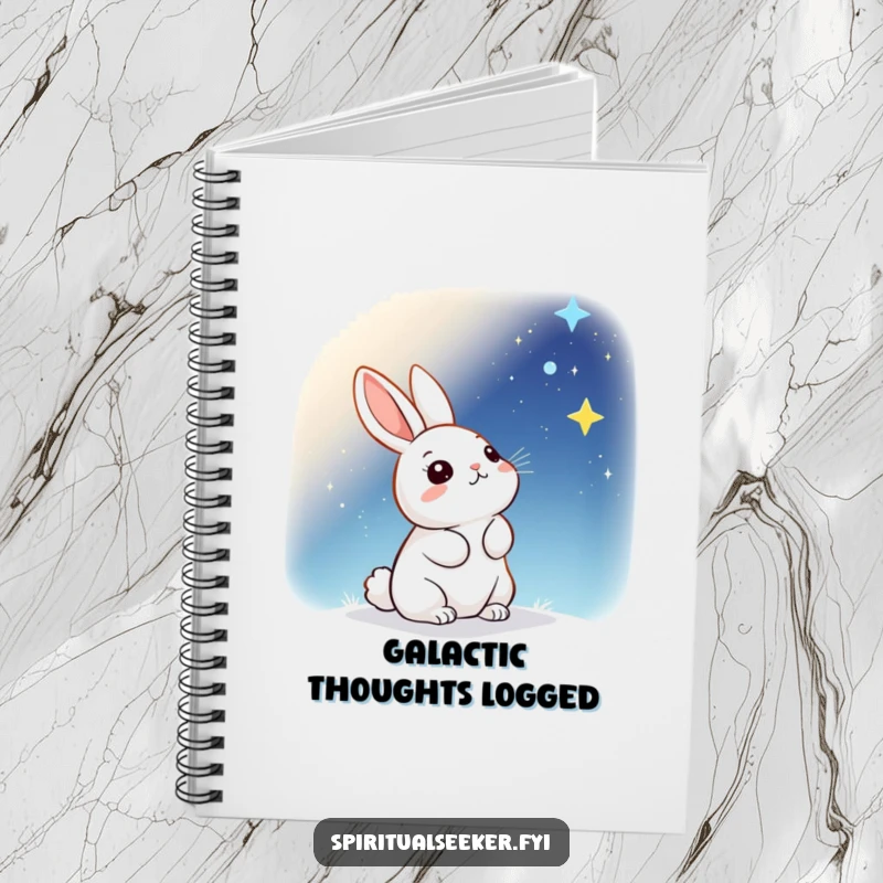 Funny Notebook: A kawaii rabbit gazing at a night sky full of stars, ideal for capturing dreams and ideas.