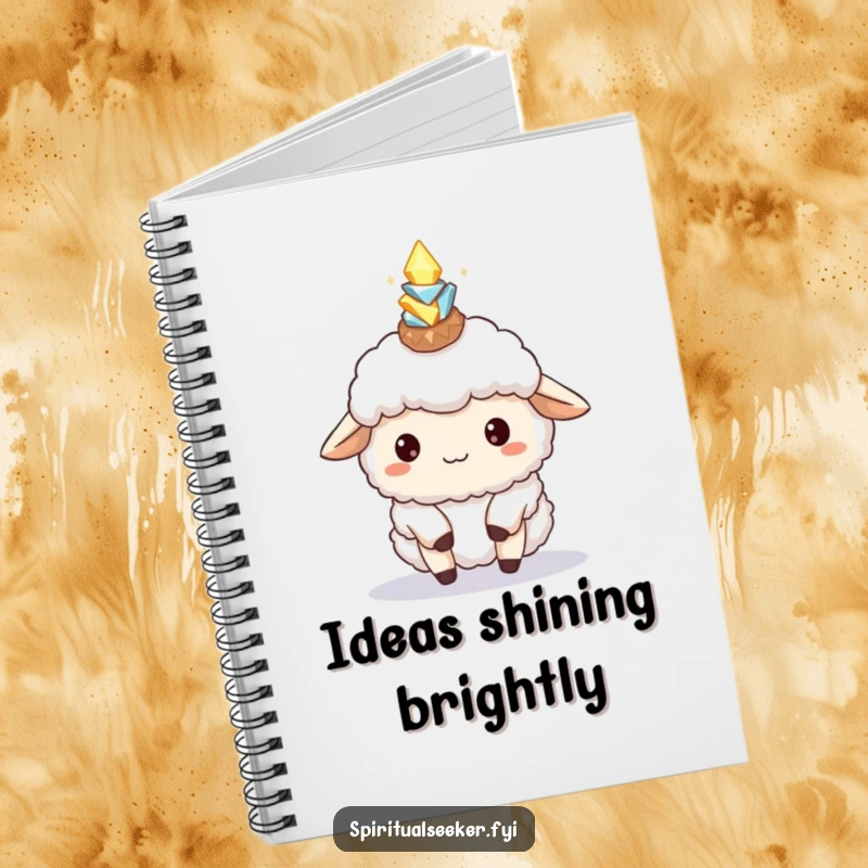 Funny Sheep Notebook: A fluffy sheep balancing glowing crystals, inspiring creativity and humor for journaling.