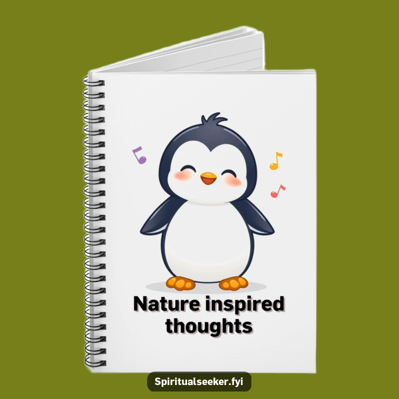 Funny Notebook: Cheerful Penguin Listening, a Nature Lover's Journal for Humorous Ideas