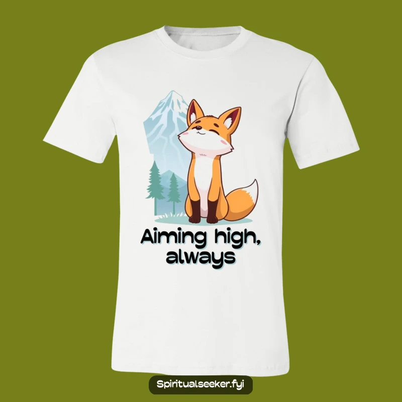 Funny Fox Mountain Peak T-Shirt: Determined Fox Goals Tee, Ideal Funny Gift