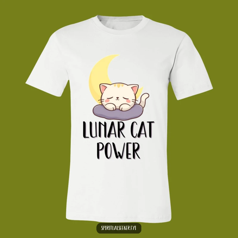 Funny Cat Moon T-Shirt, Contented Glow Tee, Celestial Cat Gift