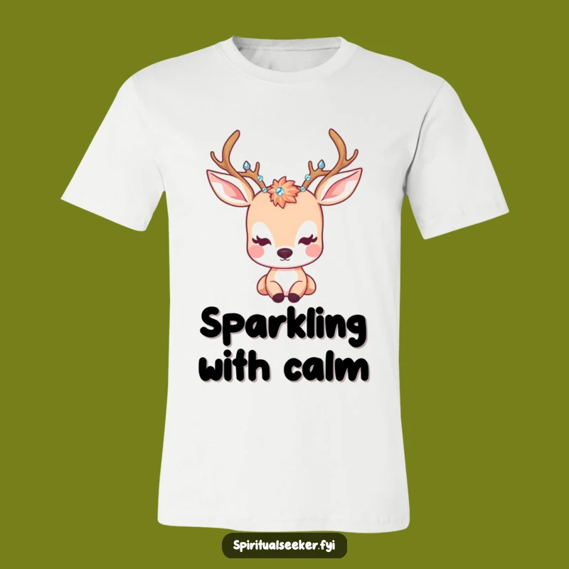 Funny Kawaii Deer Crystal T-Shirt - Peaceful Gazer Tee, Elegant Funny Gift
