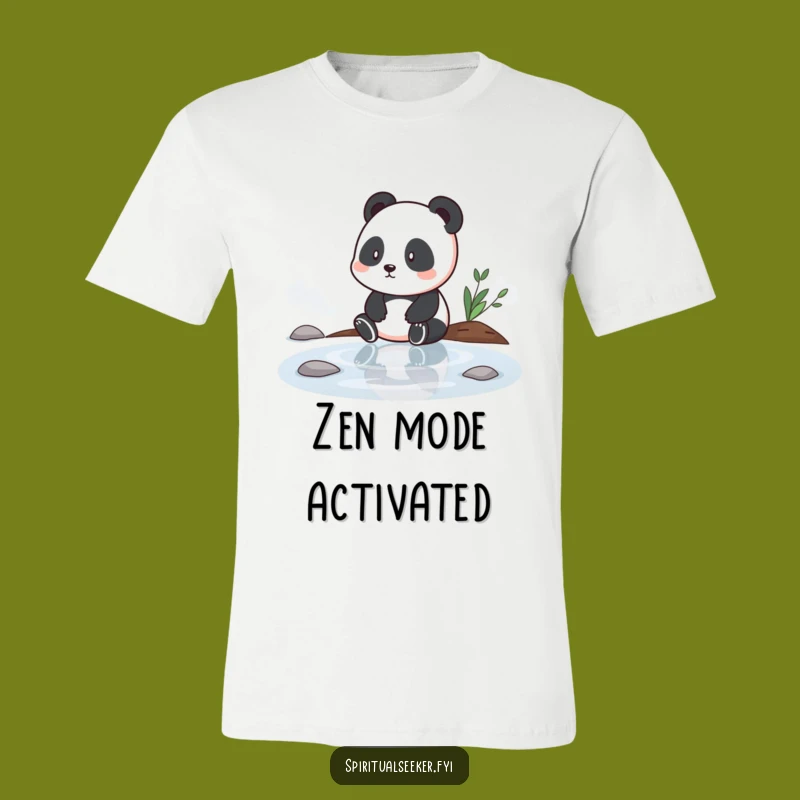 Funny Panda Contemplation T-Shirt: Ponder Life by the Water