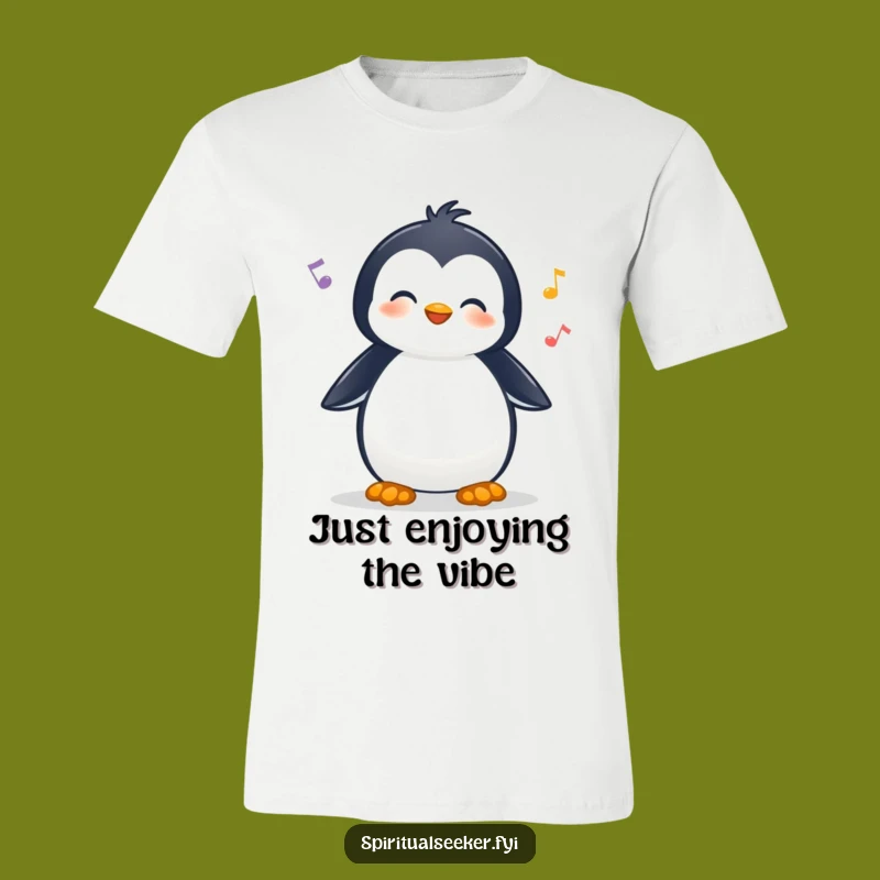 Funny T-Shirt: Cheerful Penguin Listening, a Comical Nature Lover's Gift