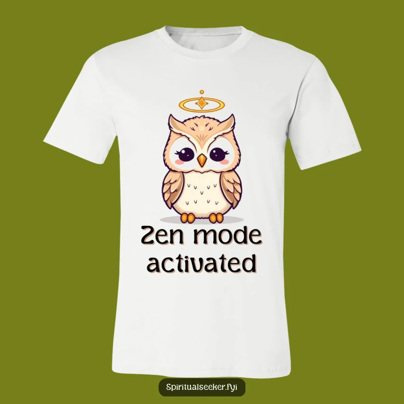 Funny Wise Owl Zen T-Shirt: Meditating Bird with Halo, Hilarious Gift