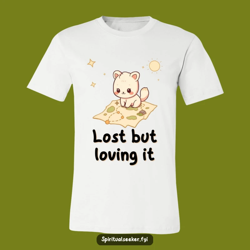 Funny Kawaii Explorer T-Shirt: Mystical Map Journey, Great Funny Gift for Adventurers
