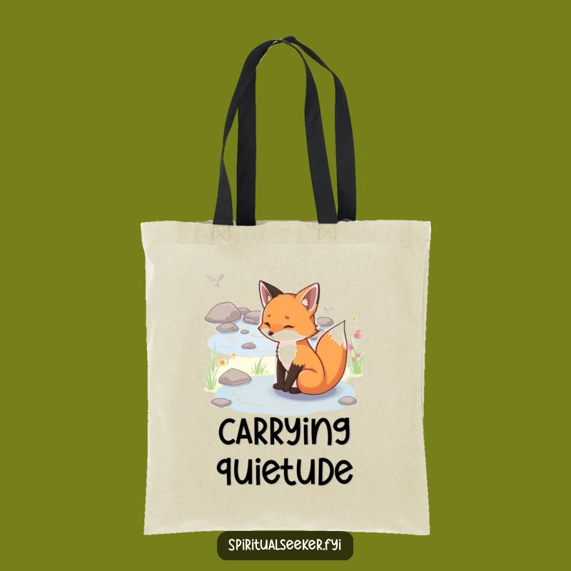Funny Serene Fox Tote Bag: Nature's Companion, Practical Humor Gift
