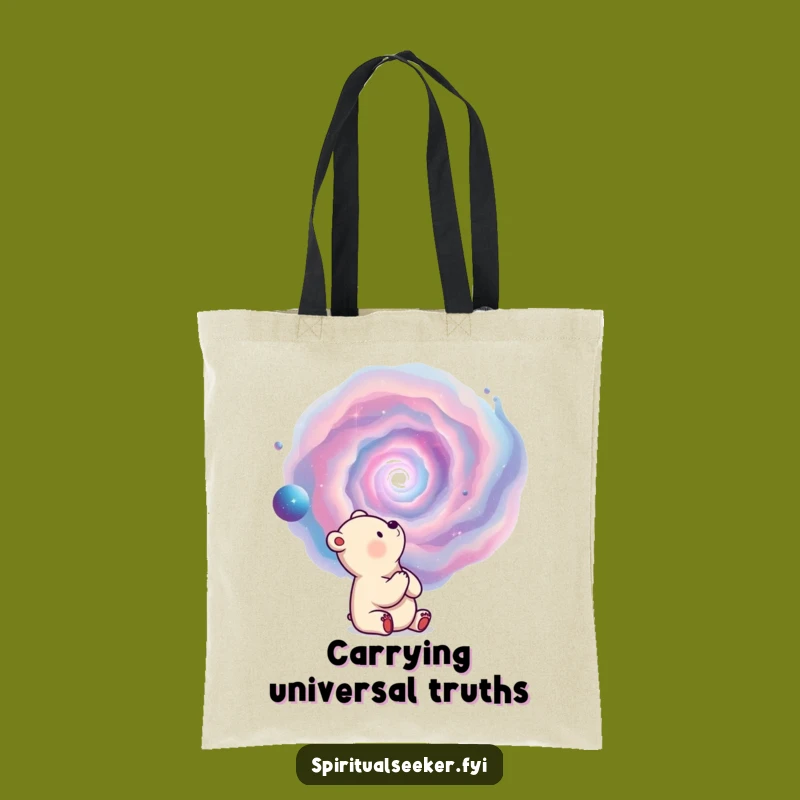 Funny Thoughtful Bear Tote Bag: Nebula Observer, Stylish Gift