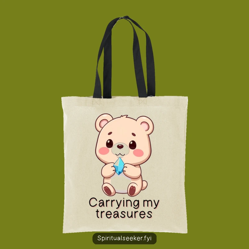 Funny Bear Tote Bag: Content Bear Crystal Design, Practical Funny Gift