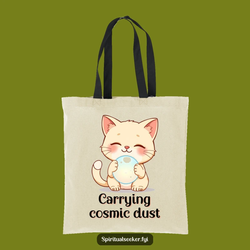 Funny Cat Patting Orb Tote Bag: Chic and Humorous Gift for Everyday Magic