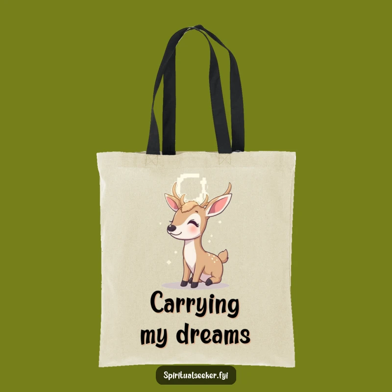 Funny Contented Deer Tote Bag: Hopeful Journey, Practical Humor Gift