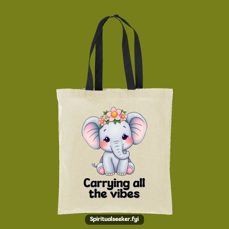 Funny Elephant Flower Crown Tote Bag: Carry Serenity with Style
