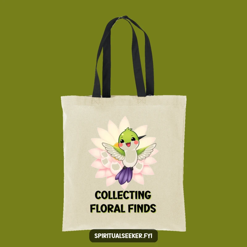 Funny Hummingbird Tote Bag: Bird Lotus Design, Elegant Funny Gift